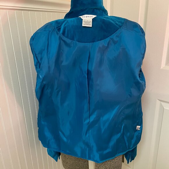 VTG GEORGE TEAL COTTON VELVET SIZE 16 JACKET WITH JEWELED BUTTONS - Picture 9 of 9
